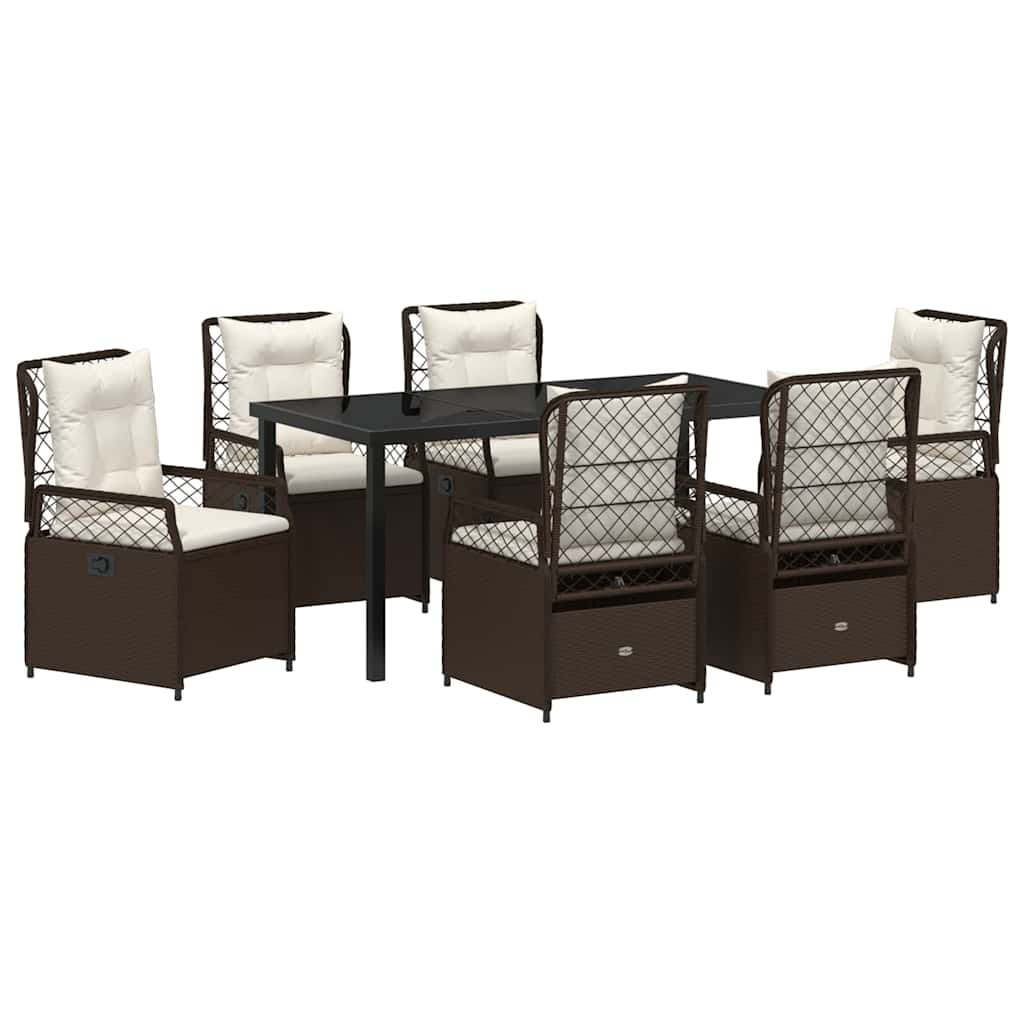 Conjunto de Comedor de Jardín 7 pcs Marrón ratán sintético