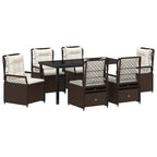 Conjunto de Comedor de Jardín 7 pcs Marrón ratán sintético