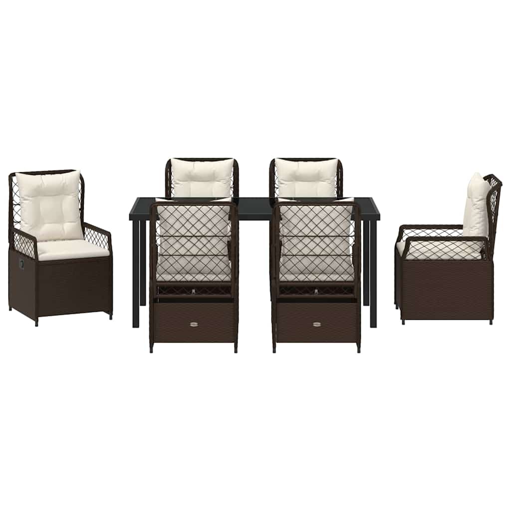 Conjunto de Comedor de Jardín 7 pcs Marrón ratán sintético