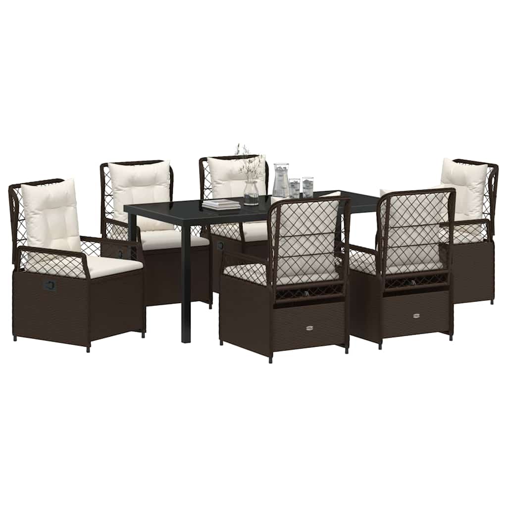 Conjunto de Comedor de Jardín 7 pcs Marrón ratán sintético