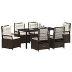 Conjunto de Comedor de Jardín 7 pcs Marrón ratán sintético