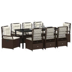 Conjunto de Comedor de Jardín 9 pcs Marrón ratán sintético
