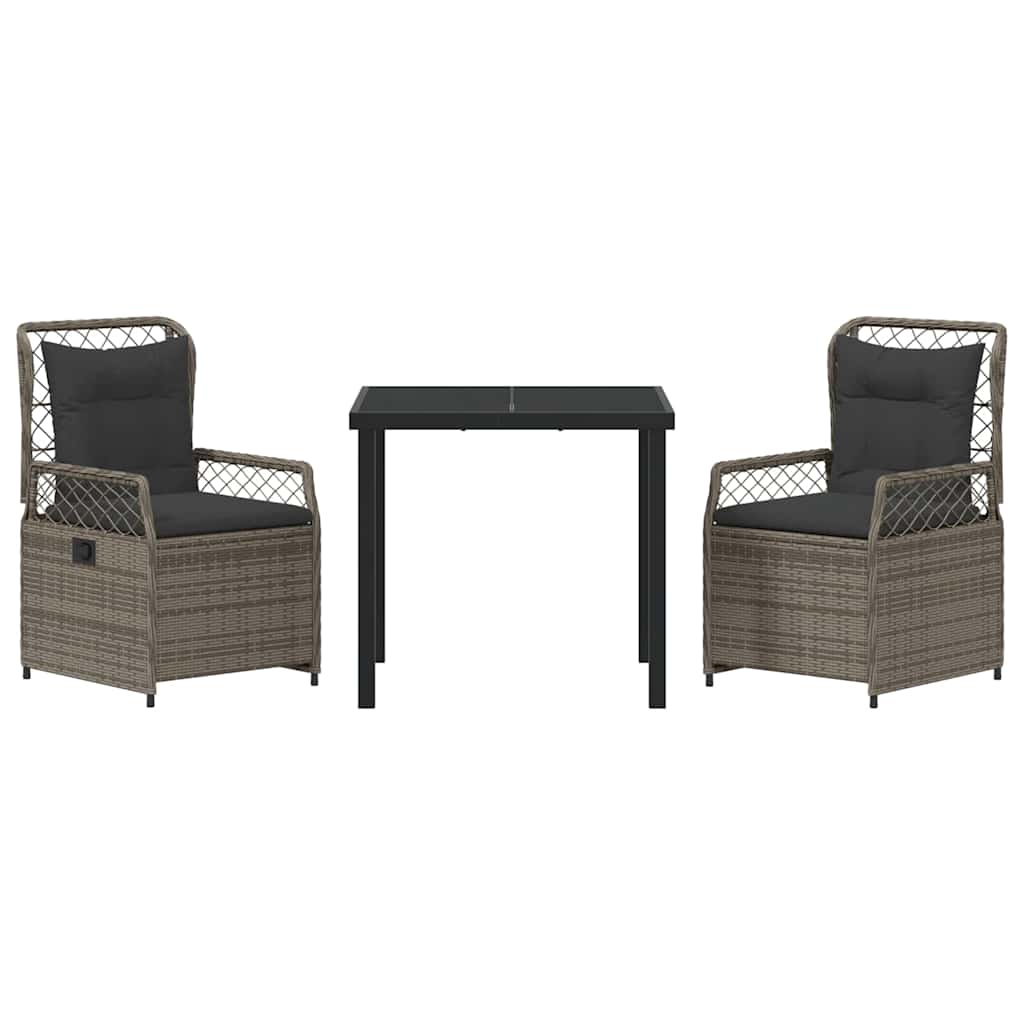 Conjunto de Comedor de Jardín 3 pcs Gris ratán sintético
