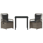 Conjunto de Comedor de Jardín 3 pcs Gris ratán sintético