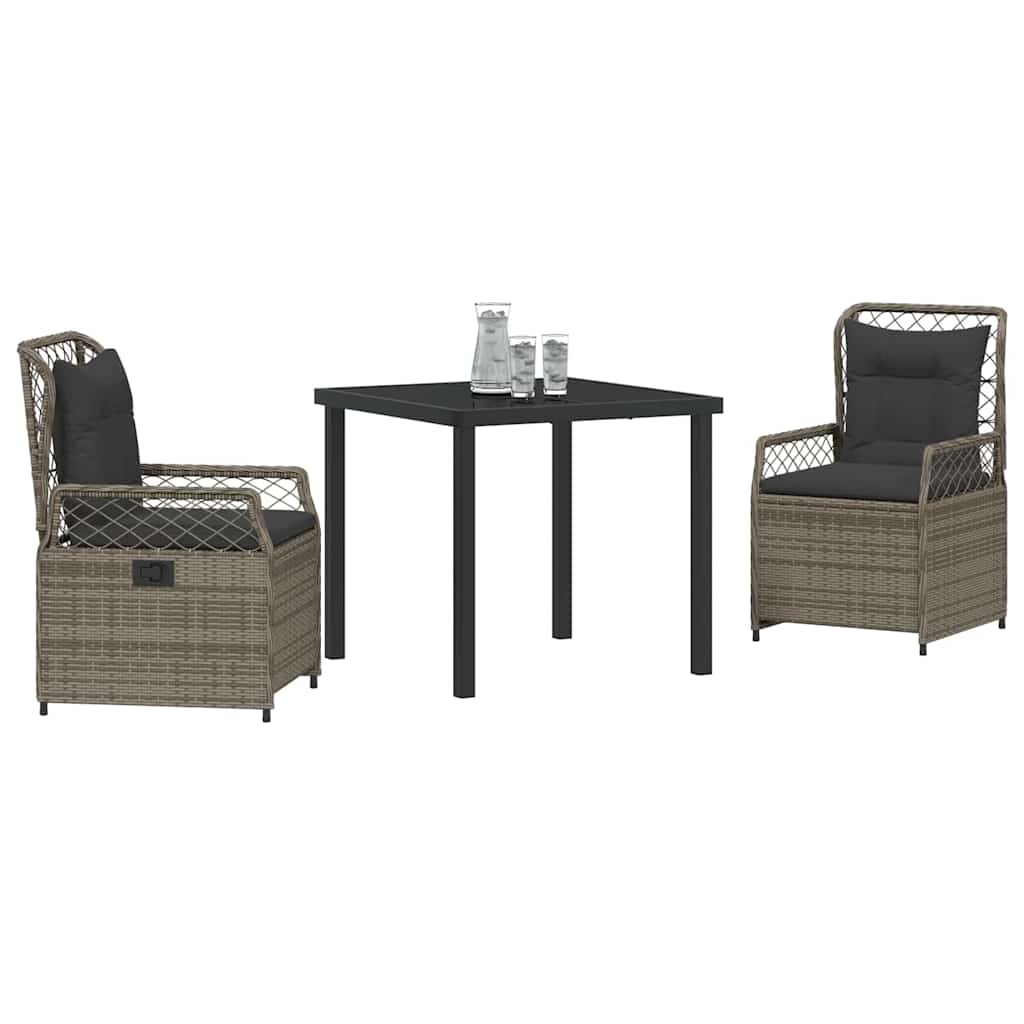 Conjunto de Comedor de Jardín 3 pcs Gris ratán sintético