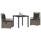 Conjunto de Comedor de Jardín 3 pcs Gris ratán sintético