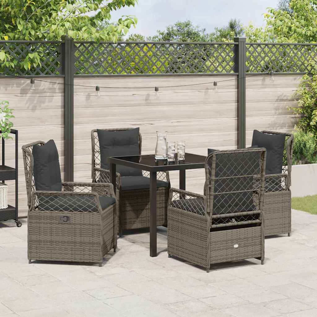 Conjunto de Comedor de Jardín 5 pcs Gris ratán sintético