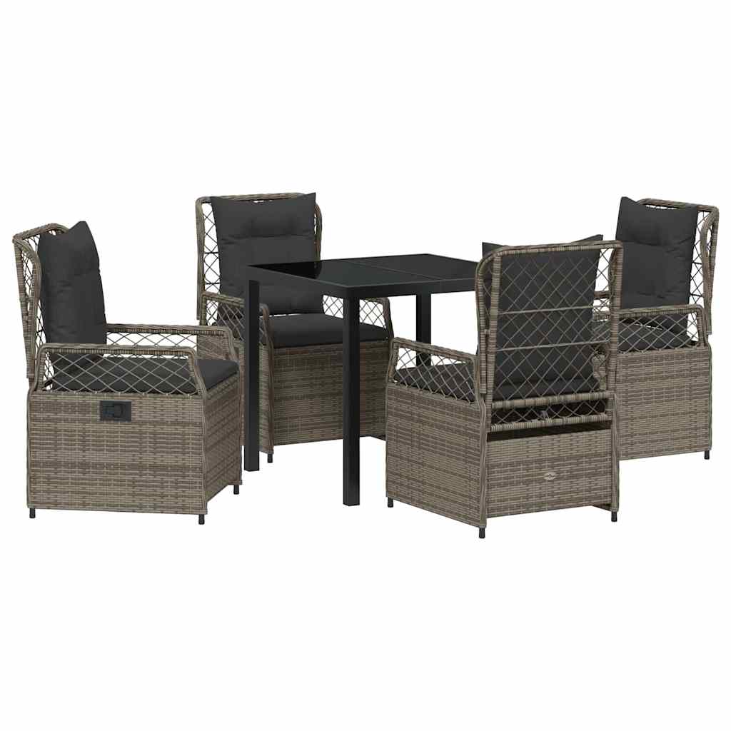 Conjunto de Comedor de Jardín 5 pcs Gris ratán sintético
