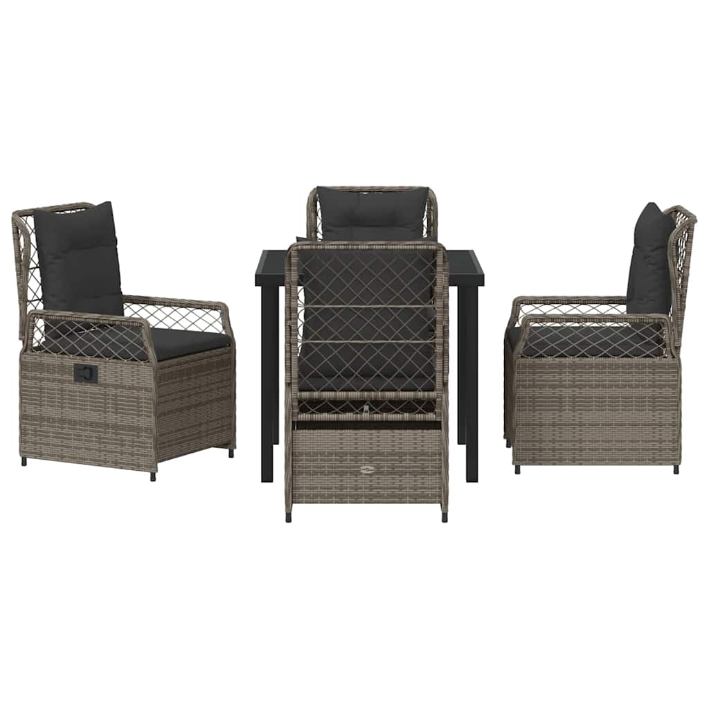 Conjunto de Comedor de Jardín 5 pcs Gris ratán sintético