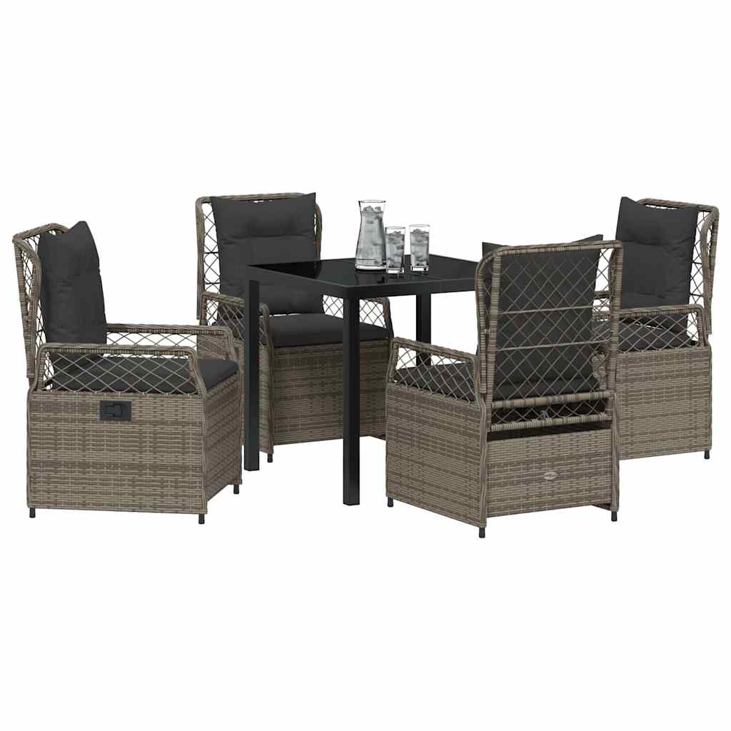 Conjunto de Comedor de Jardín 5 pcs Gris ratán sintético