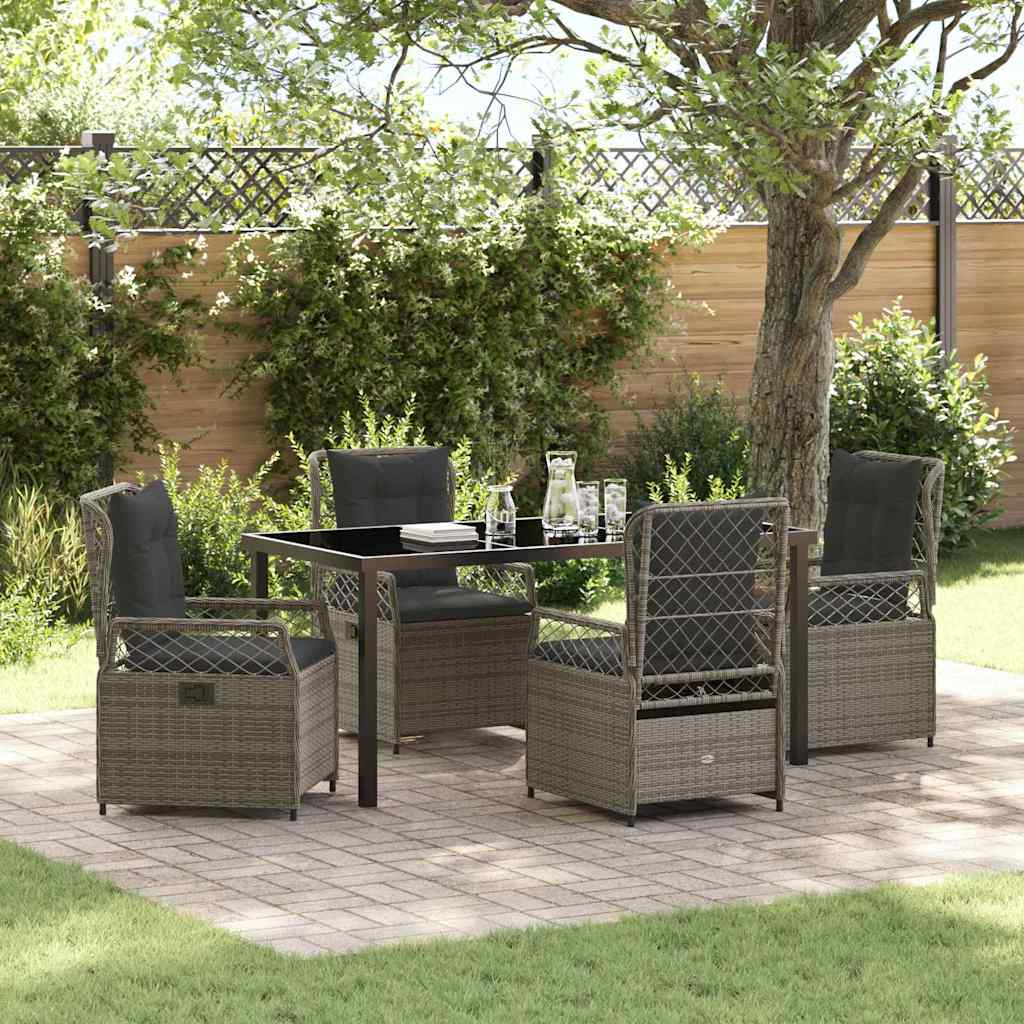 Conjunto de Comedor de Jardín 5 pcs Gris ratán sintético