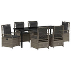 Conjunto de Comedor de Jardín 7 pcs Gris ratán sintético