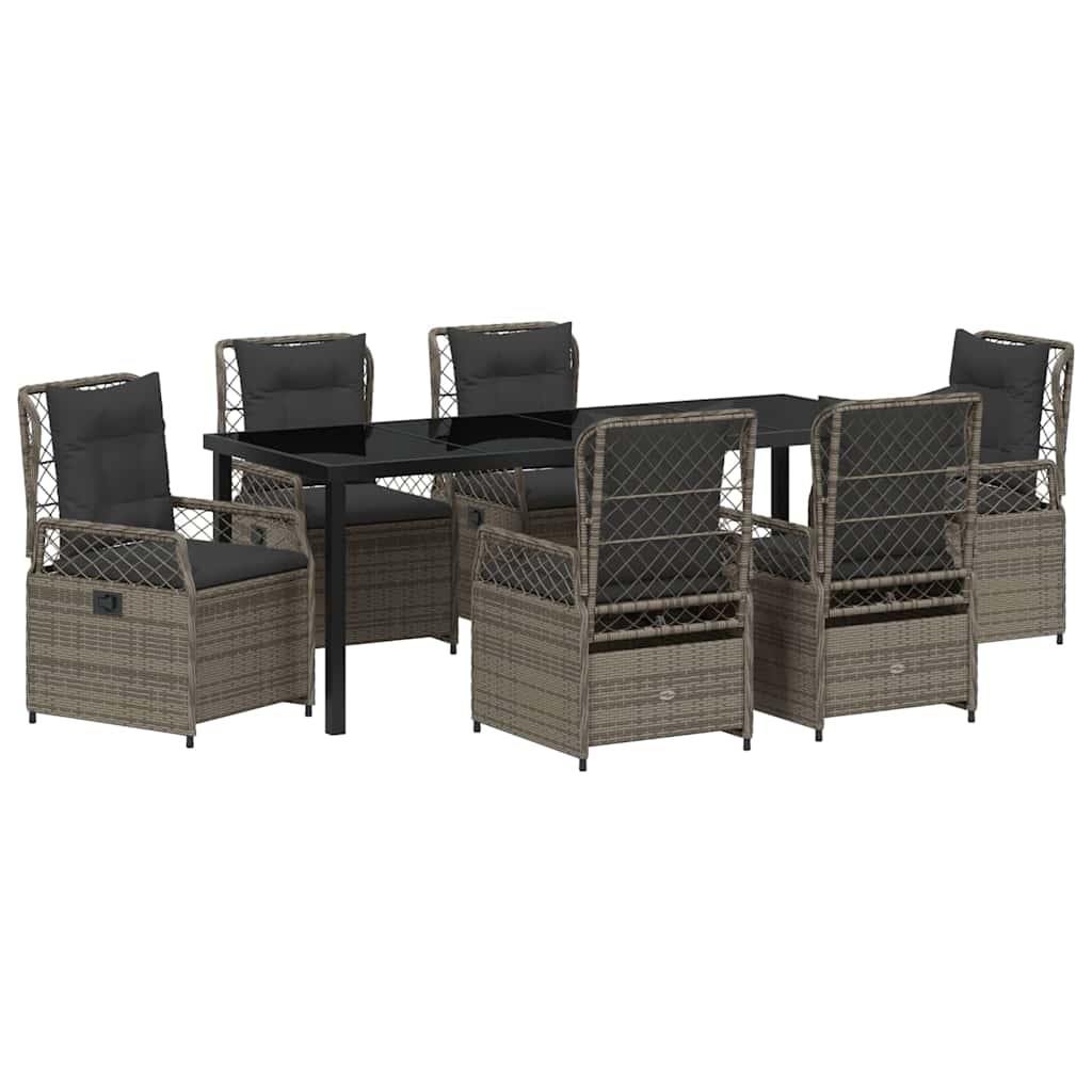 Conjunto de Comedor de Jardín 7 pcs Gris ratán sintético