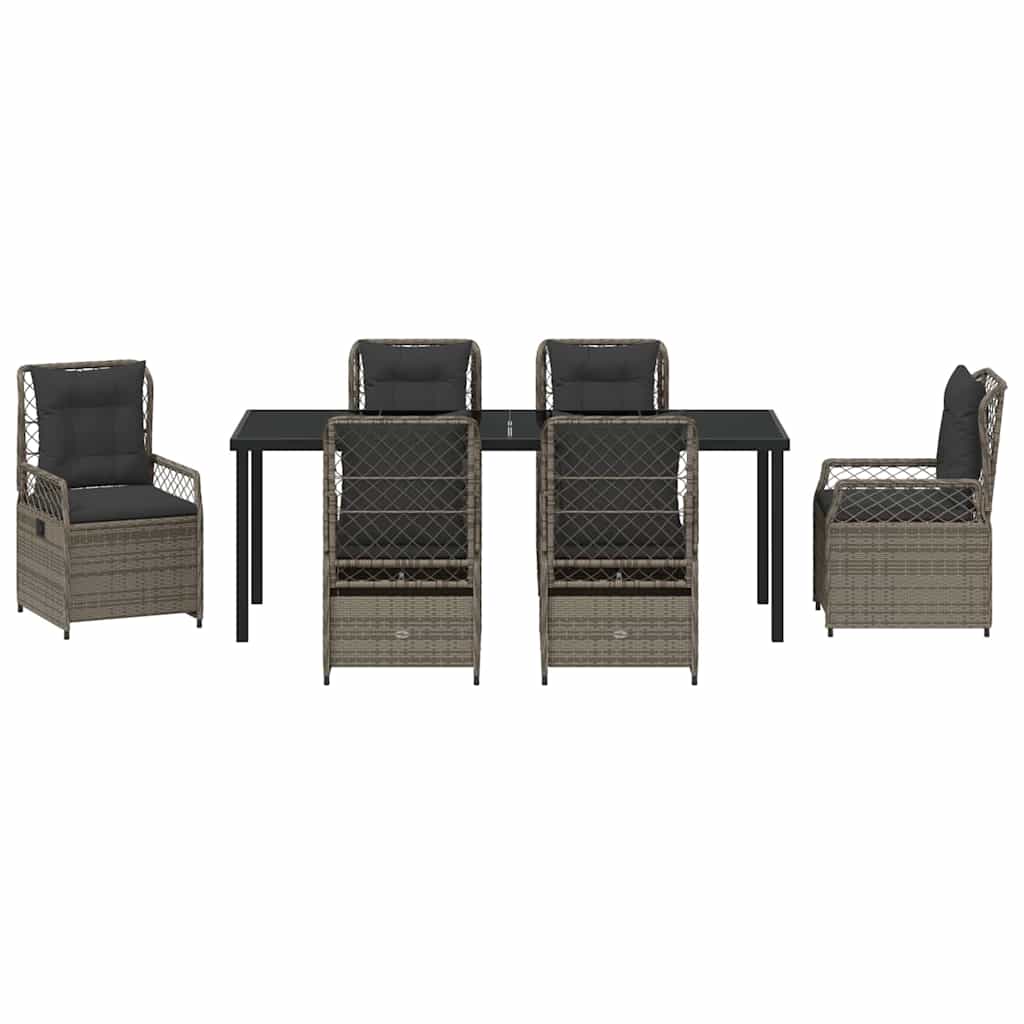 Conjunto de Comedor de Jardín 7 pcs Gris ratán sintético
