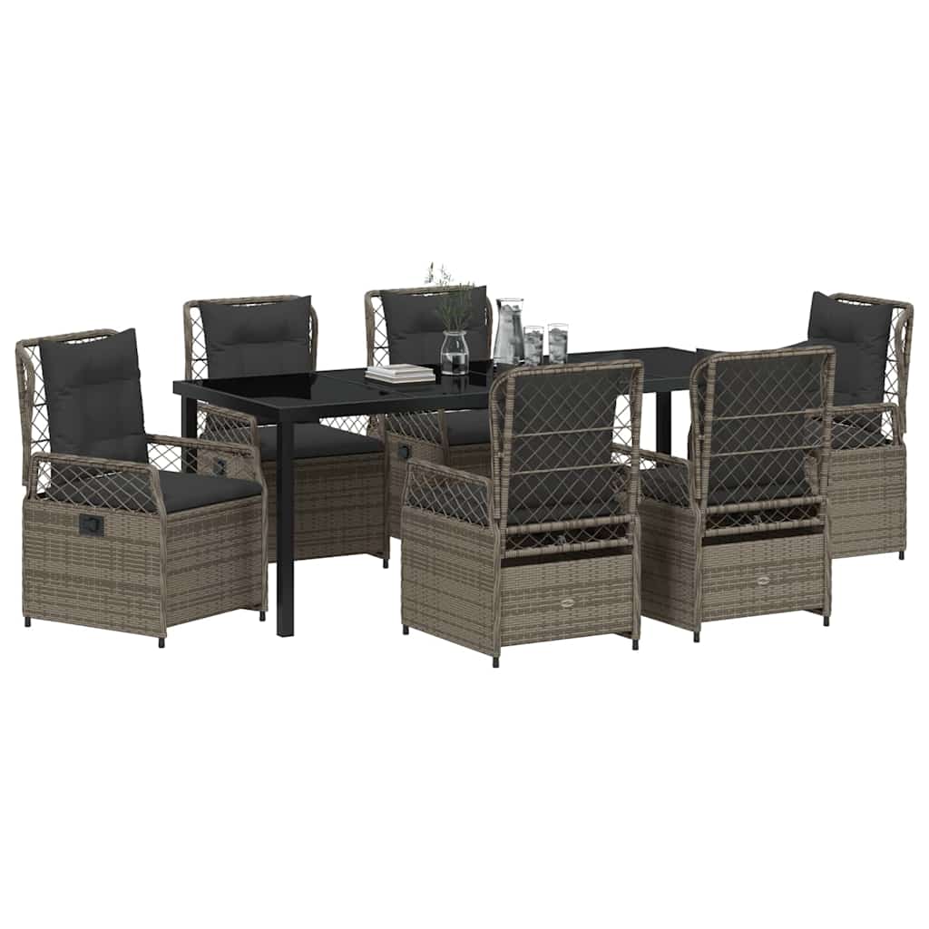 Conjunto de Comedor de Jardín 7 pcs Gris ratán sintético