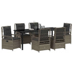 Conjunto de Comedor de Jardín 7 pcs Gris ratán sintético