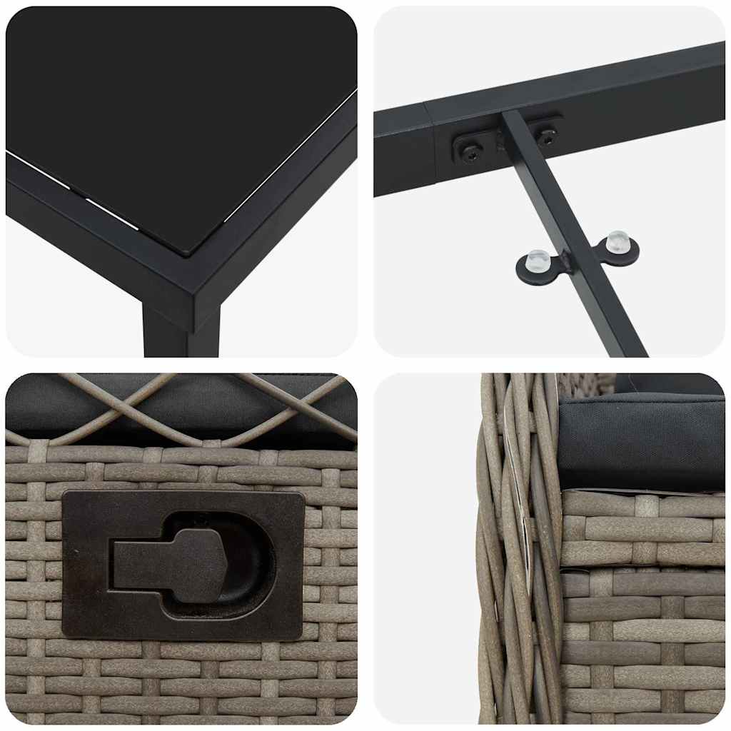 Conjunto de Comedor de Jardín 9 pcs Gris ratán sintético
