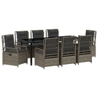 Conjunto de Comedor de Jardín 9 pcs Gris ratán sintético