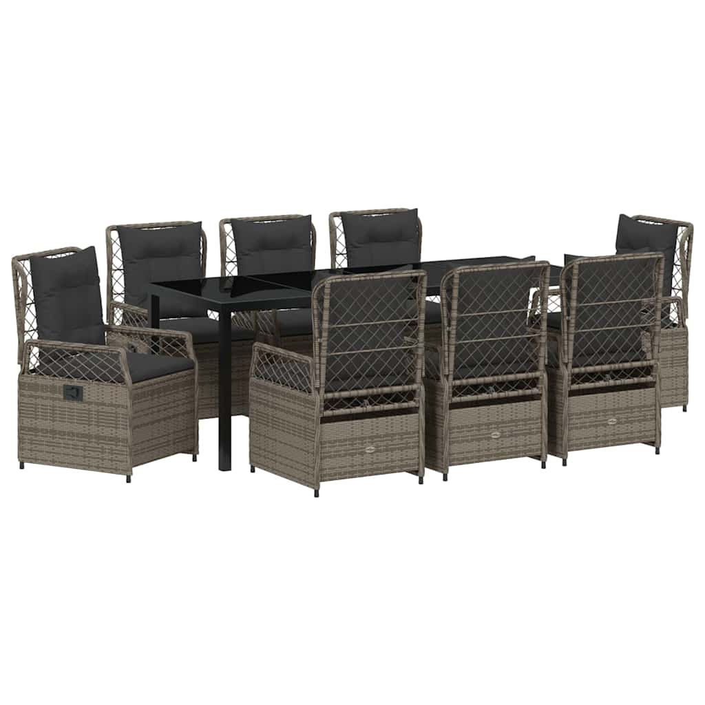 Conjunto de Comedor de Jardín 9 pcs Gris ratán sintético