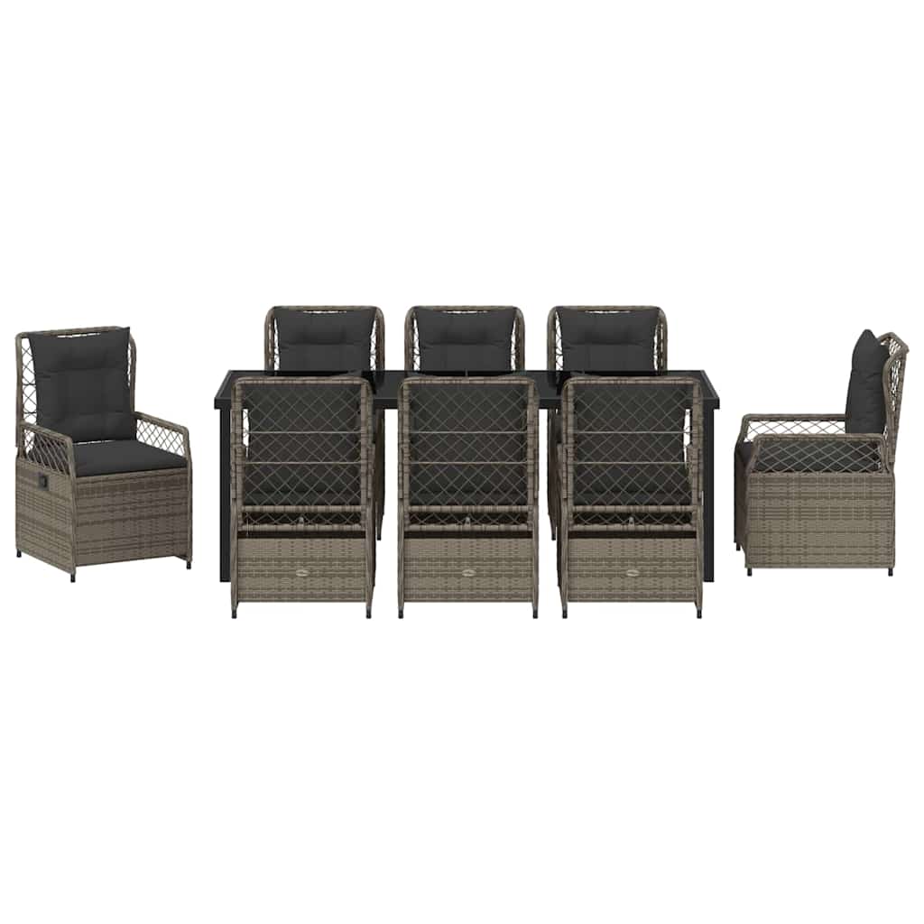 Conjunto de Comedor de Jardín 9 pcs Gris ratán sintético