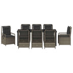 Conjunto de Comedor de Jardín 9 pcs Gris ratán sintético