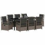 Conjunto de Comedor de Jardín 9 pcs Gris ratán sintético