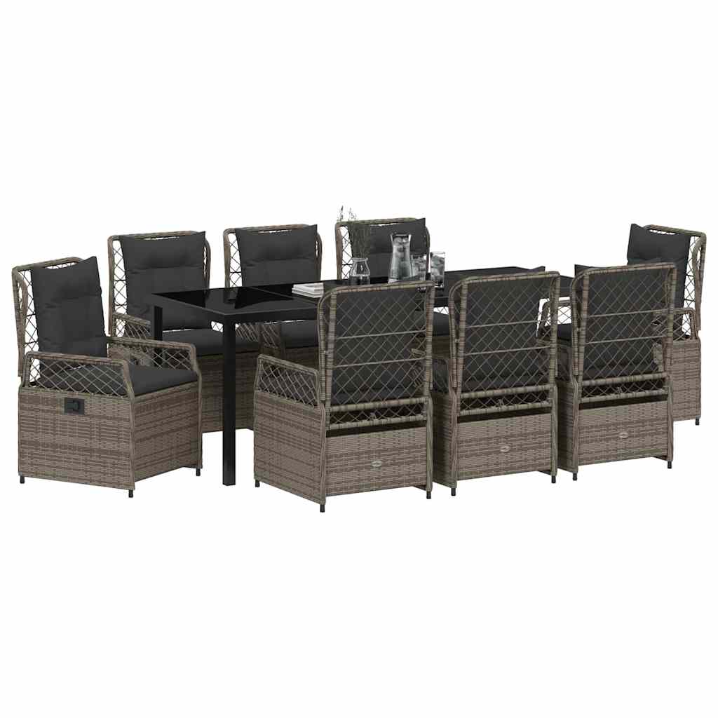 Conjunto de Comedor de Jardín 9 pcs Gris ratán sintético