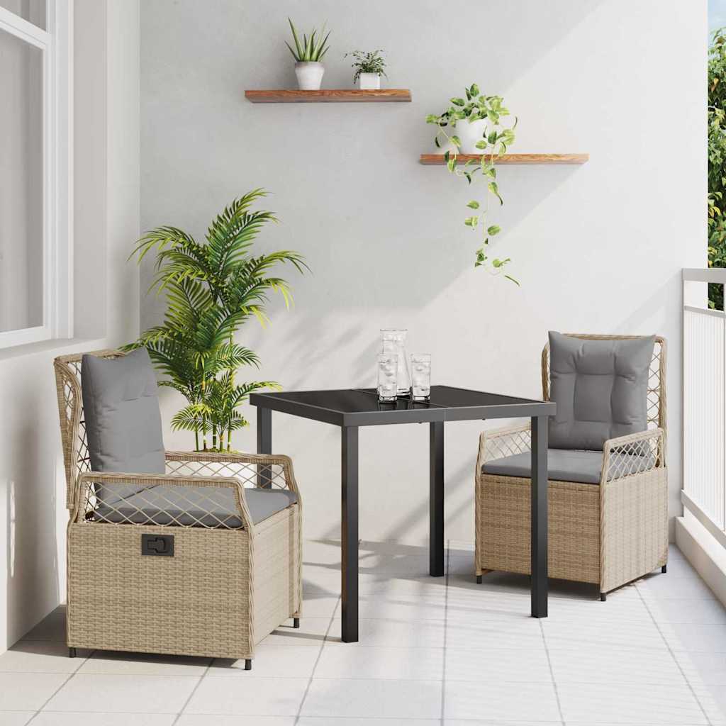 Conjunto de Comedor de Jardín 3 pcs Beige y Gris Claro