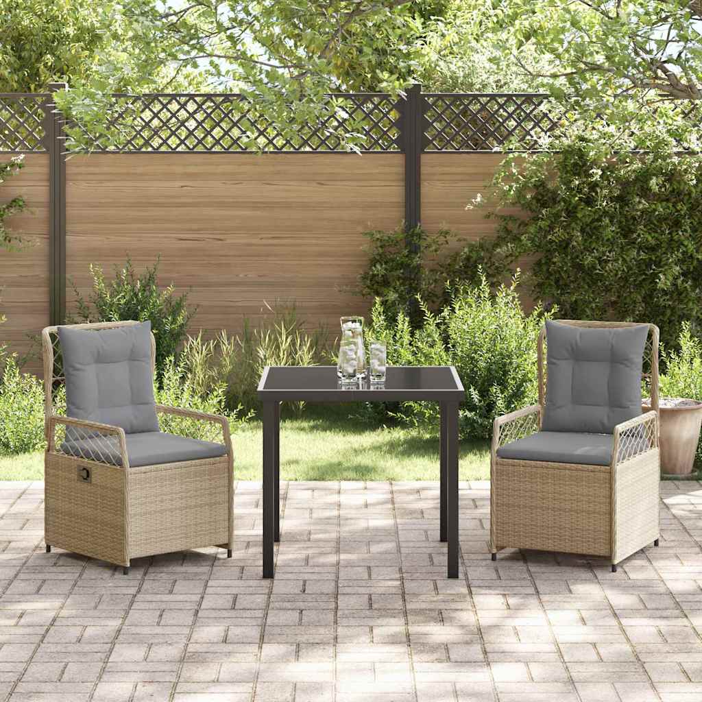Conjunto de Comedor de Jardín 3 pcs Beige y Gris Claro