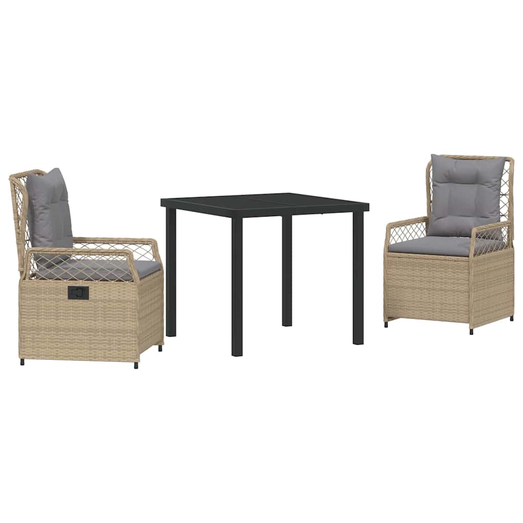Conjunto de Comedor de Jardín 3 pcs Beige y Gris Claro