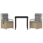 Conjunto de Comedor de Jardín 3 pcs Beige y Gris Claro