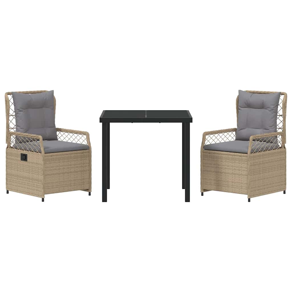 Conjunto de Comedor de Jardín 3 pcs Beige y Gris Claro