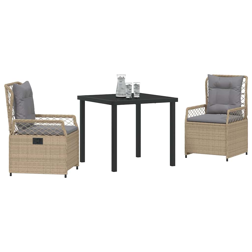 Conjunto de Comedor de Jardín 3 pcs Beige y Gris Claro