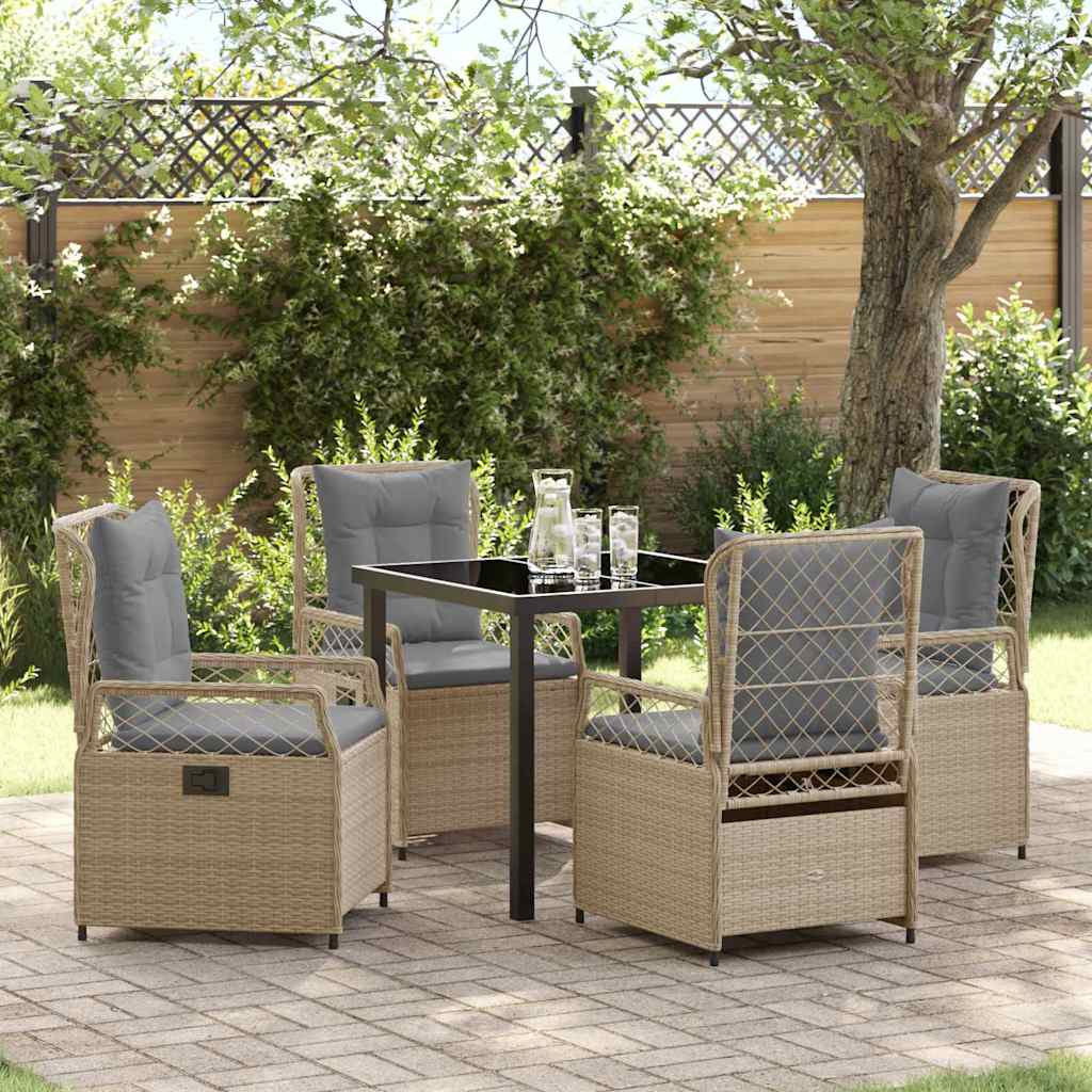 Conjunto de Comedor de Jardín 5 pcs Beige y Gris Claro