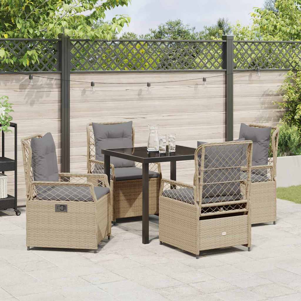 Conjunto de Comedor de Jardín 5 pcs Beige y Gris Claro