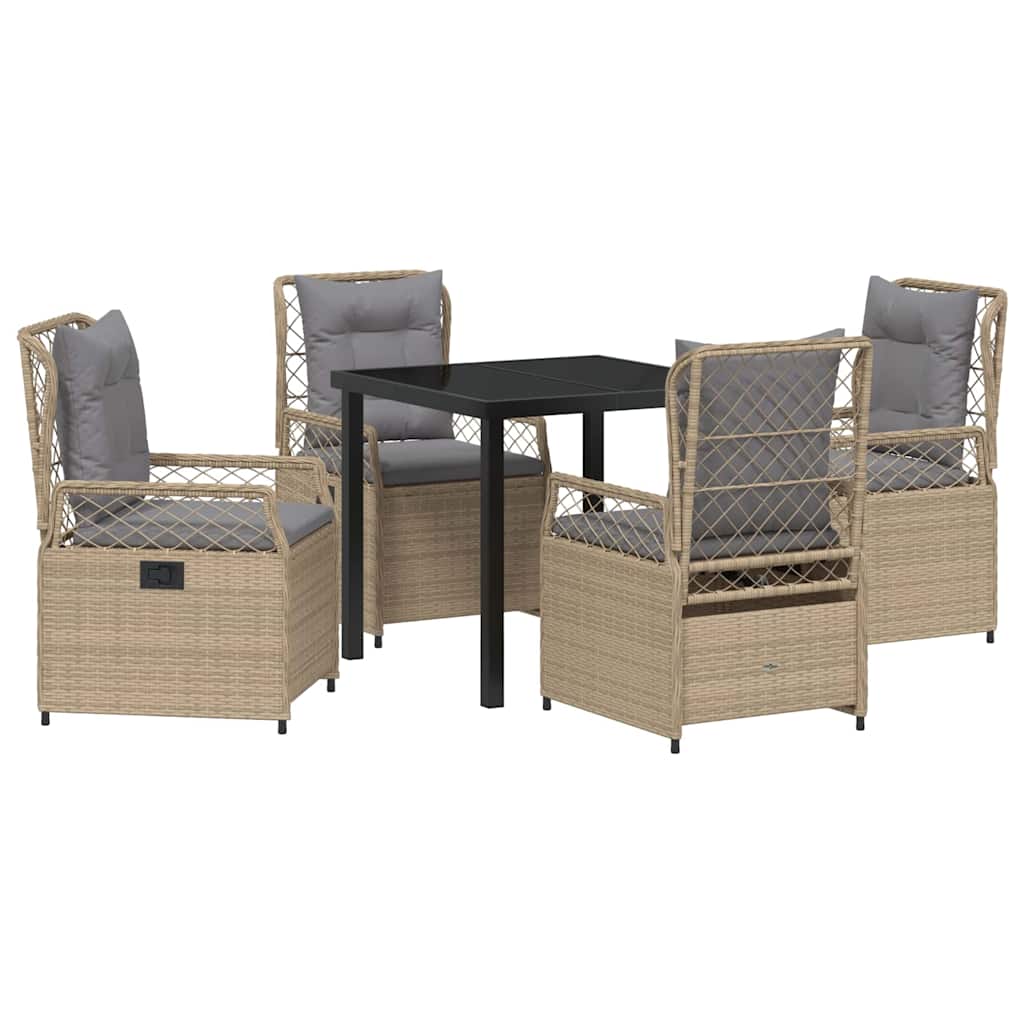 Conjunto de Comedor de Jardín 5 pcs Beige y Gris Claro