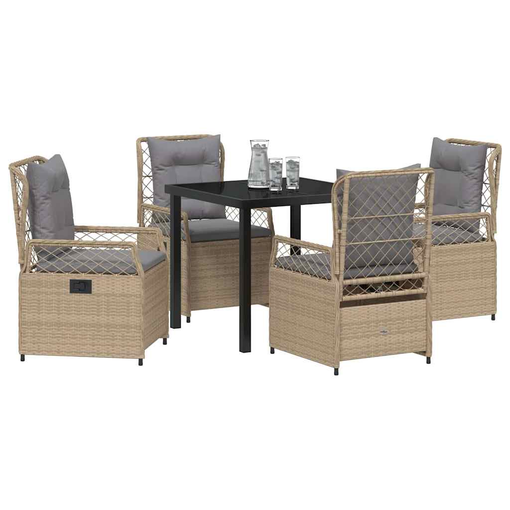 Conjunto de Comedor de Jardín 5 pcs Beige y Gris Claro