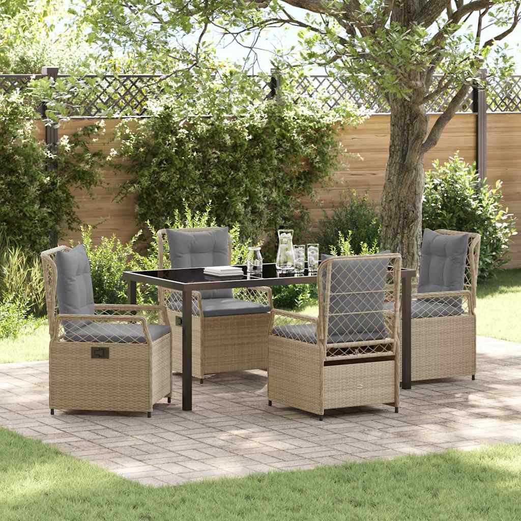 Conjunto de Comedor de Jardín 5 pcs Beige y Gris Claro
