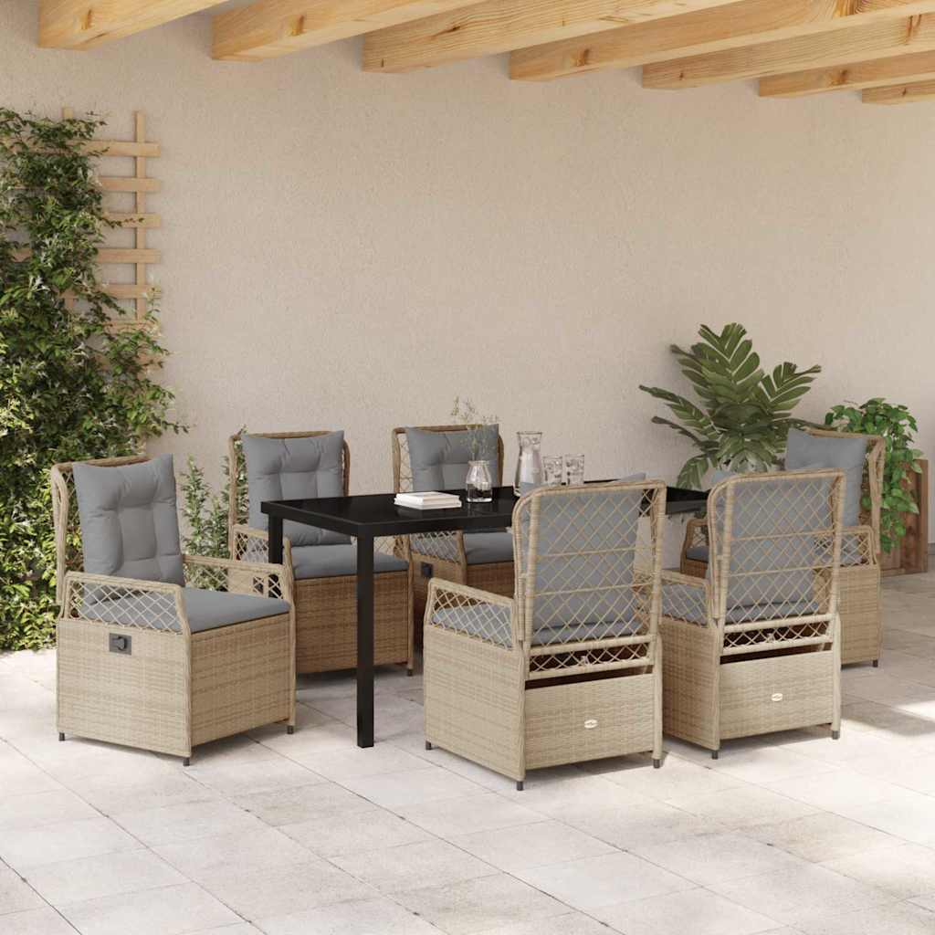 Conjunto de Comedor de Jardín 7 pcs Beige y Gris Claro