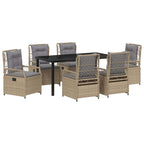 Conjunto de Comedor de Jardín 7 pcs Beige y Gris Claro