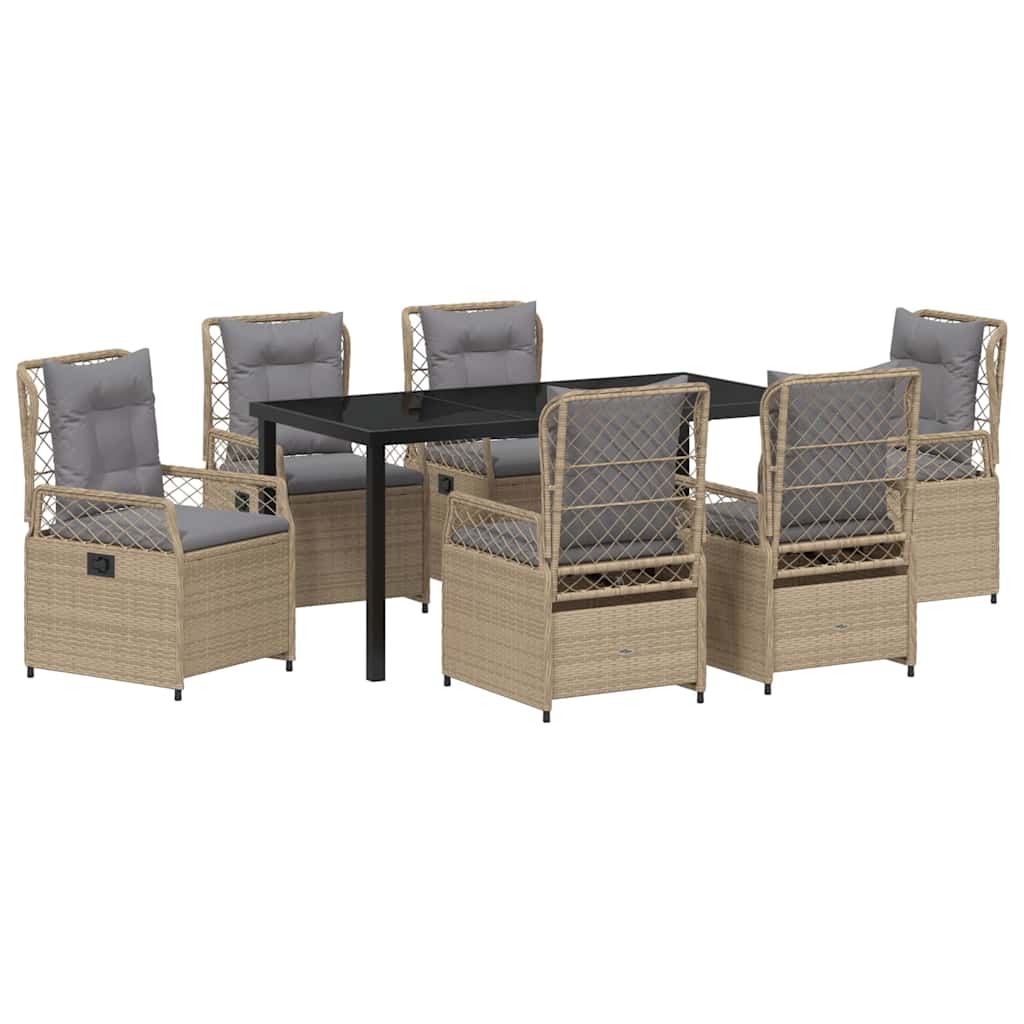 Conjunto de Comedor de Jardín 7 pcs Beige y Gris Claro