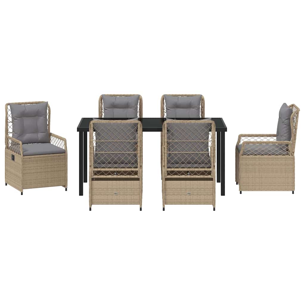 Conjunto de Comedor de Jardín 7 pcs Beige y Gris Claro