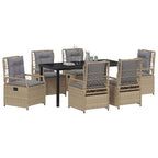 Conjunto de Comedor de Jardín 7 pcs Beige y Gris Claro