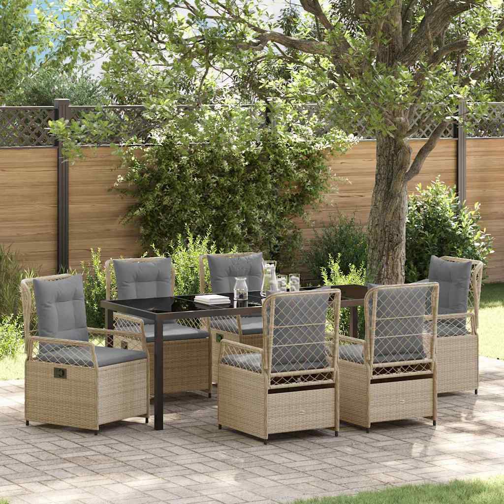 7-piece Outdoor Dining Set Beige and Light Gray