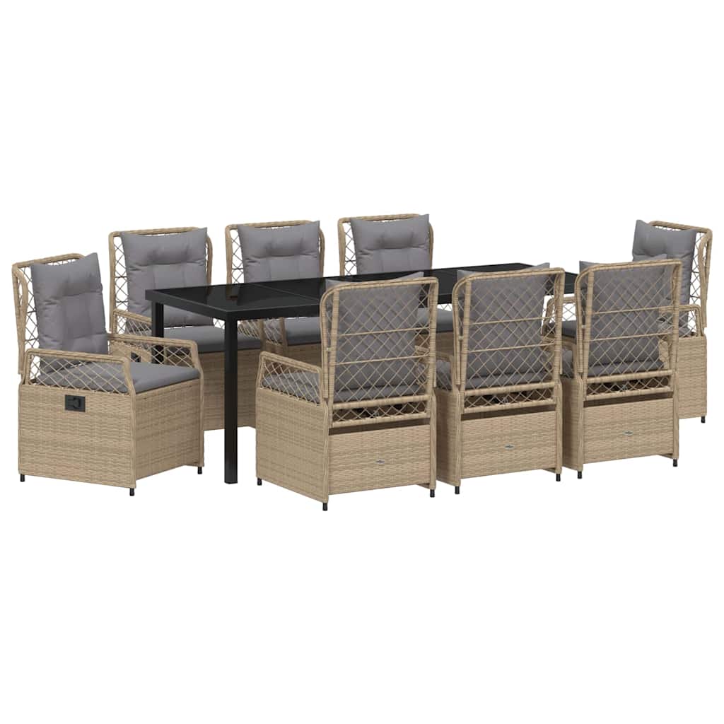 Conjunto de Comedor de Jardín 9 pcs Beige y Gris Claro