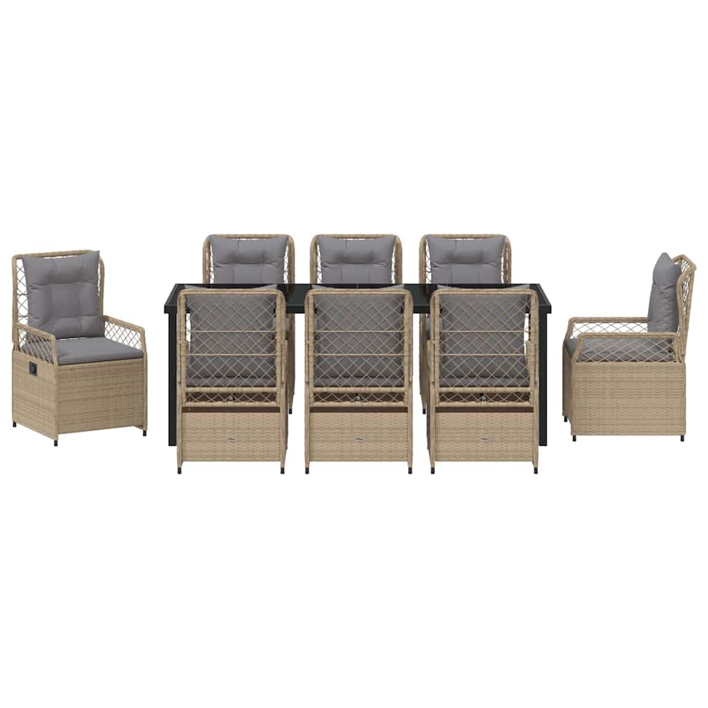 Conjunto de Comedor de Jardín 9 pcs Beige y Gris Claro