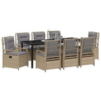 Conjunto de Comedor de Jardín 9 pcs Beige y Gris Claro