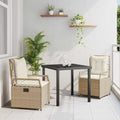 Conjunto de Comedor de Jardín 3 pcs Beige y crema