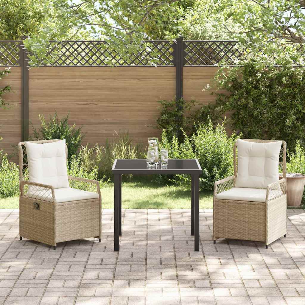 Conjunto de Comedor de Jardín 3 pcs Beige y crema