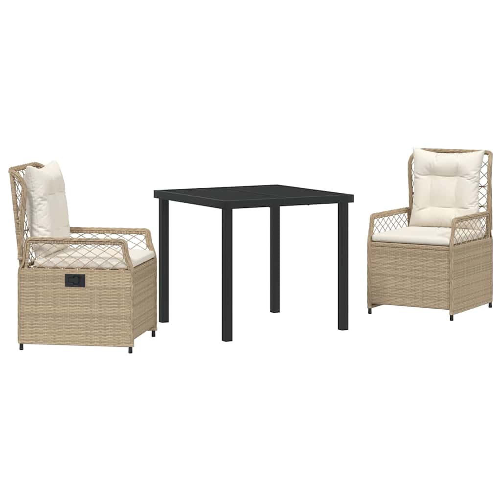 Conjunto de Comedor de Jardín 3 pcs Beige y crema